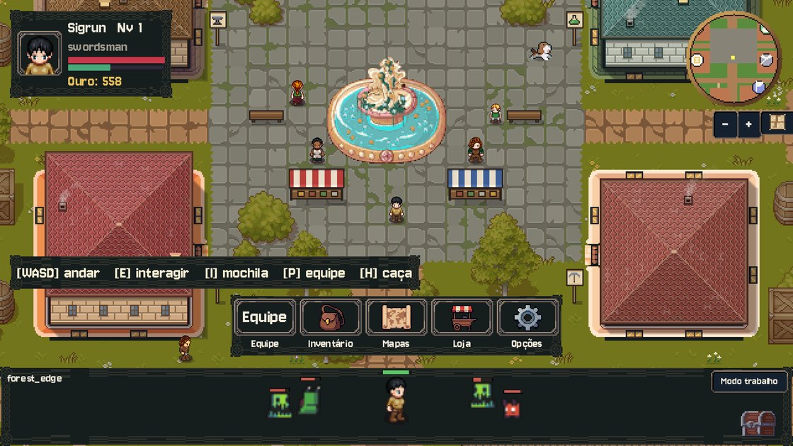 A praça da cidade no jogo